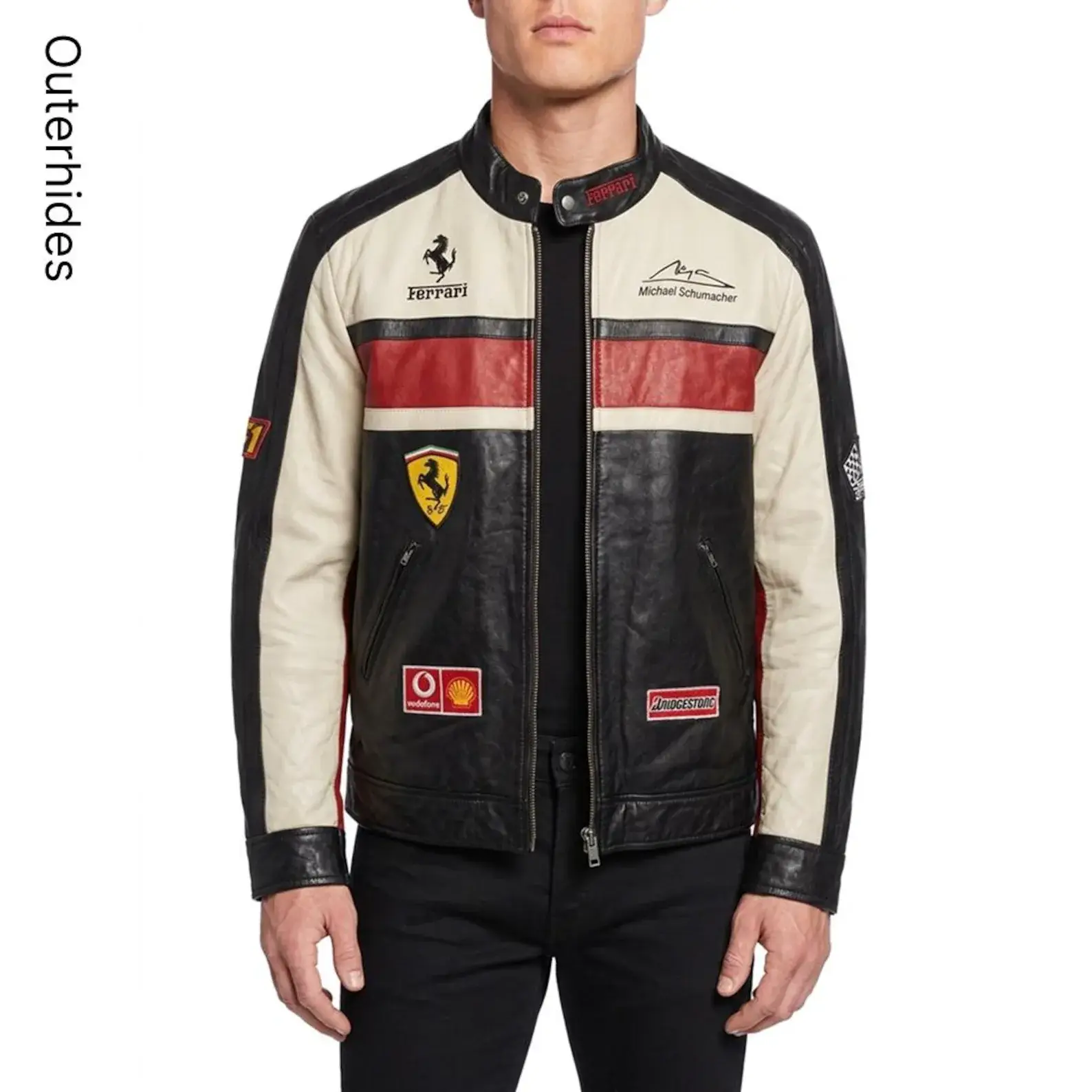 Ferrari F1 Racing Jacket Michael Schumacher Leather Bomber | Vintage Motorsport Biker Coat | Y2K Streetwear Gift for F1 Fans