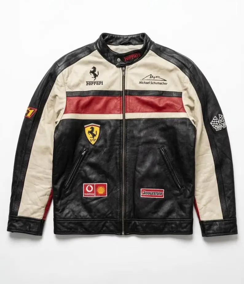 Ferrari F1 Racing Jacket Michael Schumacher Leather Bomber | Vintage Motorsport Biker Coat | Y2K Streetwear Gift for F1 Fans - image 3