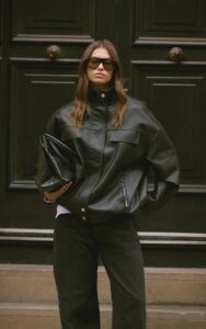 Oversized Faux Leather Bomber Jacket