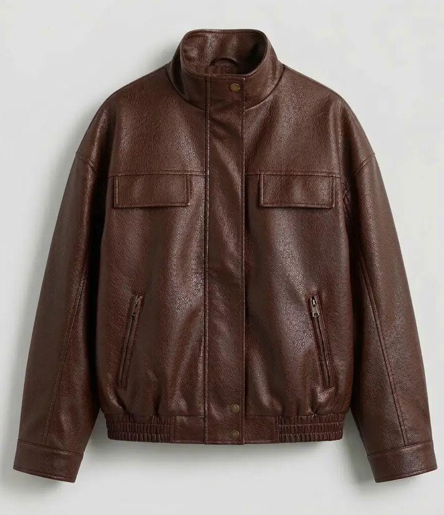 Oversized Faux Leather Bomber Jacket - image 3