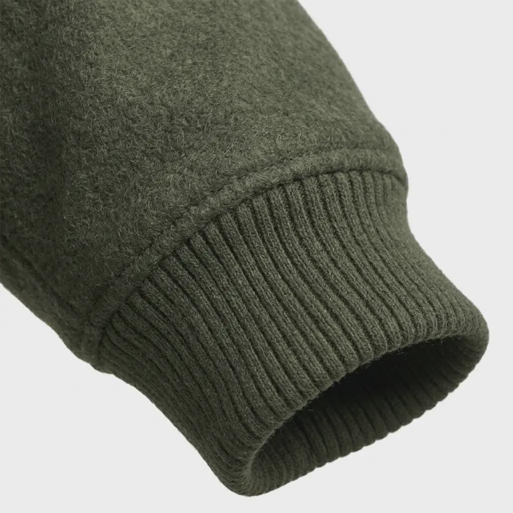 Olive Green Wool Blend Bomber | Old Money Mens Coat | Varsity Outerwear | Gift for Him - image 7