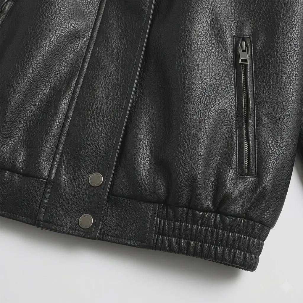 Oversized Faux Leather Bomber Jacket - image 7