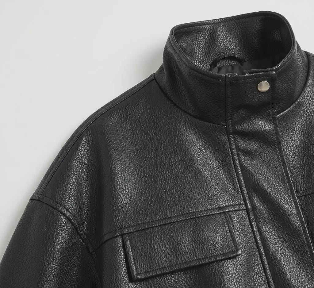 Oversized Faux Leather Bomber Jacket - image 6