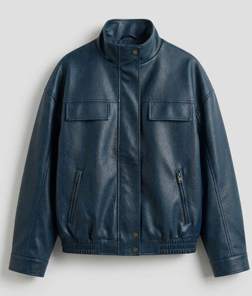 Oversized Faux Leather Bomber Jacket - image 4