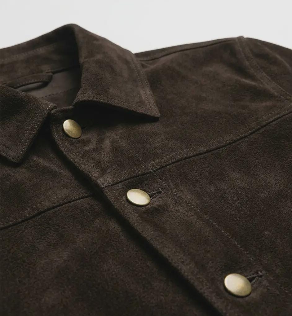 Men's Handmade Suede Trucker Jacket | Dark Brown Western Leather Coat - image 5