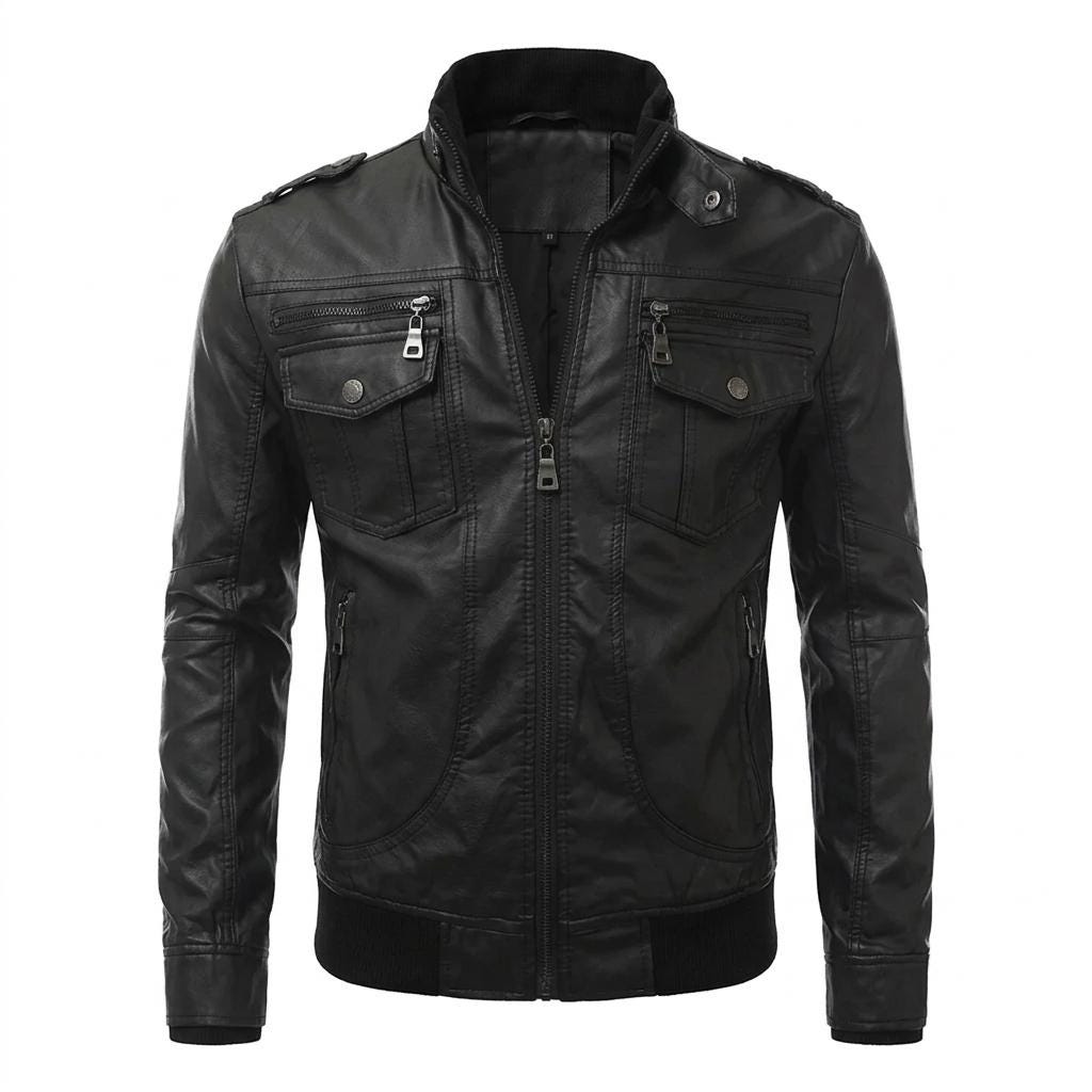 Doiley Mens Black Bomber Hooded Leather Jacket - Image 5
