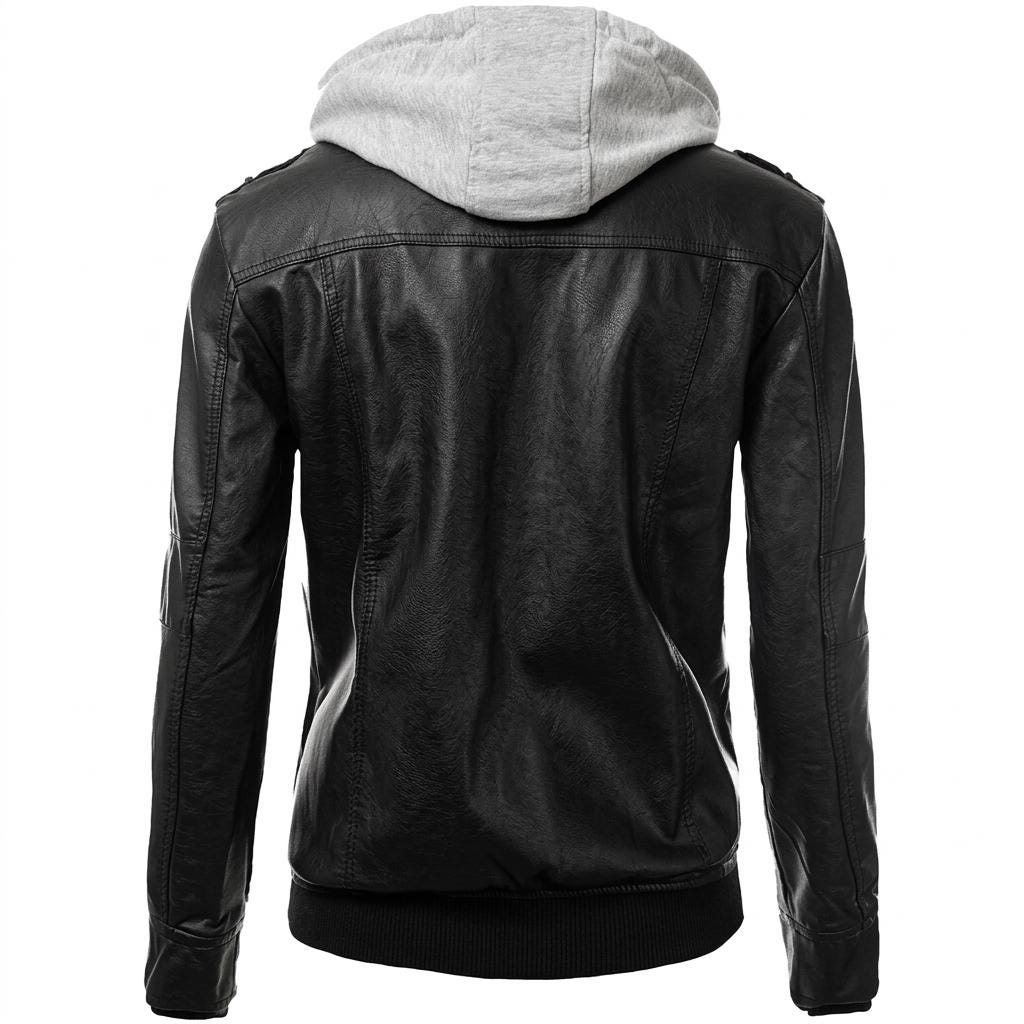 Doiley Mens Black Bomber Hooded Leather Jacket - Image 4