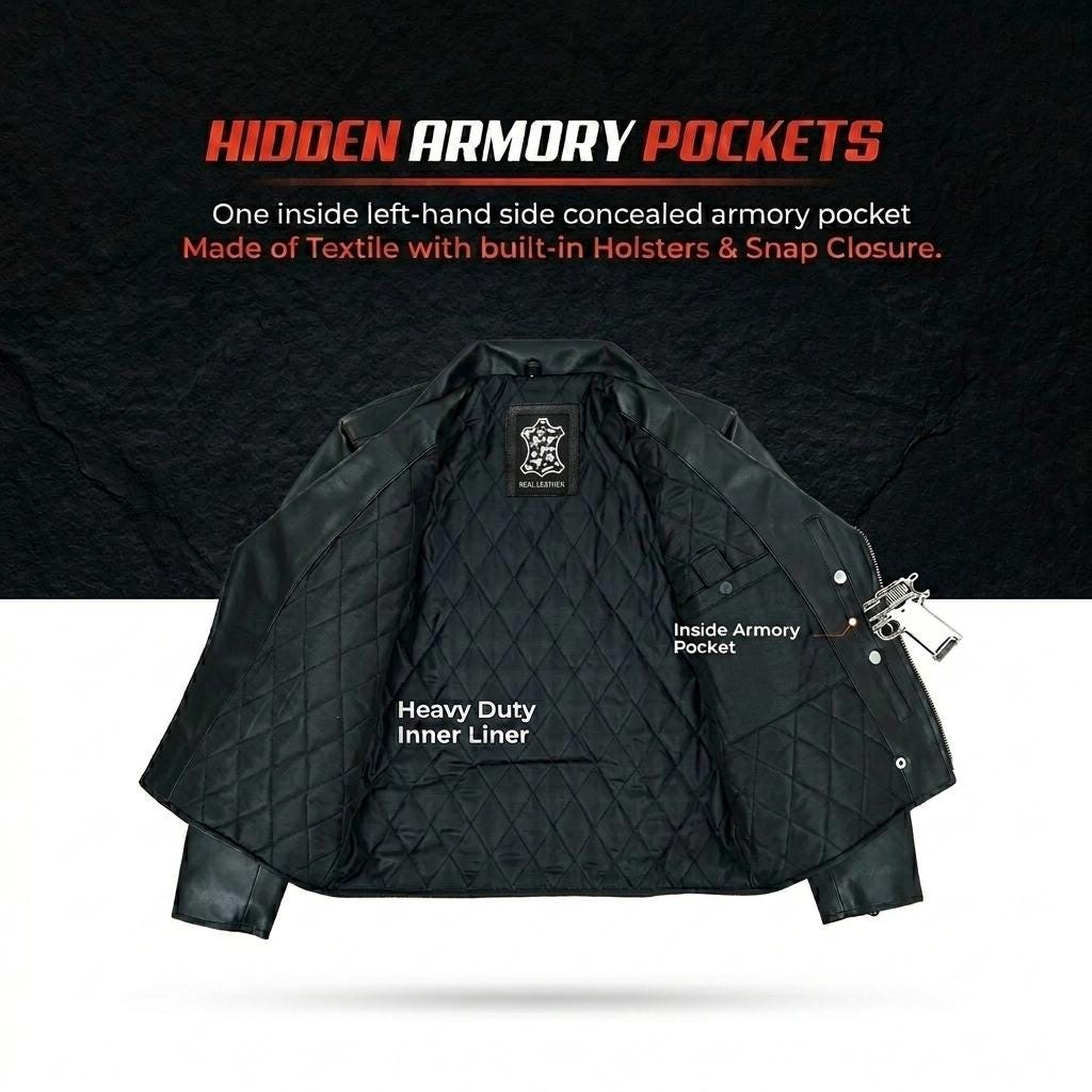 Men’s Black Faux Leather Motorcycle Jacket – Side Zipper Biker Moto Coat, Casual Street Style