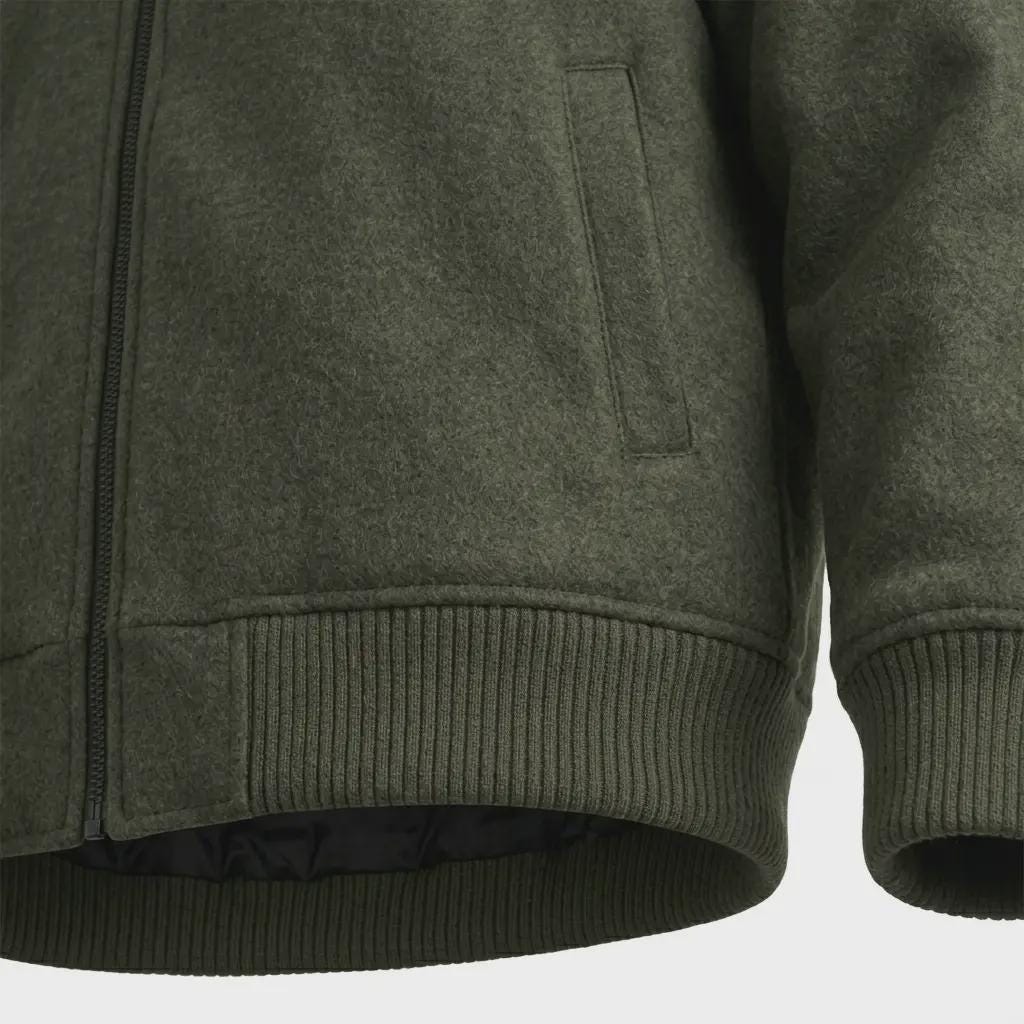 Olive Green Wool Blend Bomber | Old Money Mens Coat | Varsity Outerwear | Gift for Him - image 6