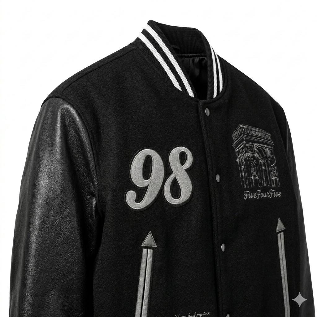 Varsity Bomber Jacket Men | Wool Leather Chenille Patch Streetwear
