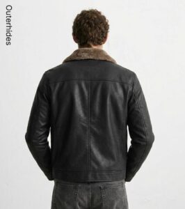 Men's Faux Leather Aviator Jacket – Sherpa Lined Bomber, Distressed PU Winter Coat