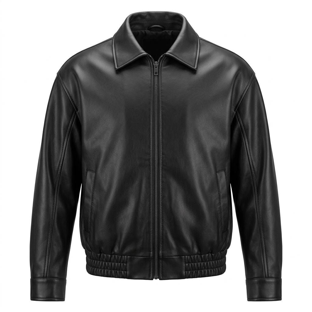 Men's Black Bomber Jacket | Real Cowhide Coat | Vintage Streetwear Gift for Him - Image 4