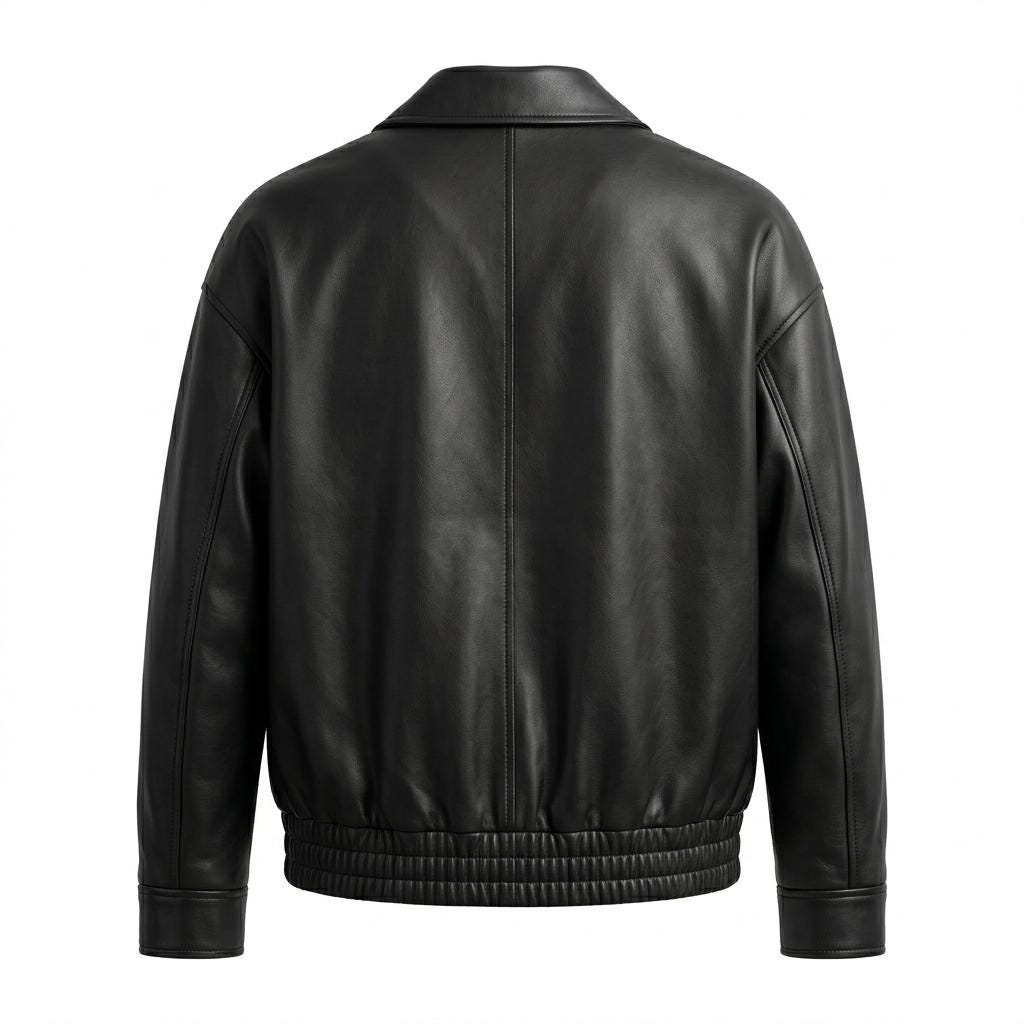 Men's Black Bomber Jacket | Real Cowhide Coat | Vintage Streetwear Gift for Him - Image 5