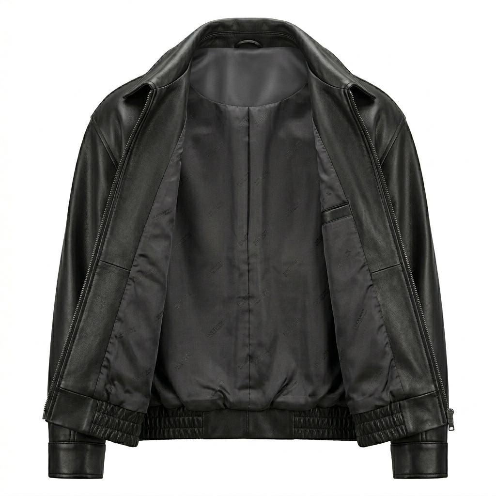 Men's Black Bomber Jacket | Real Cowhide Coat | Vintage Streetwear Gift for Him - Image 6