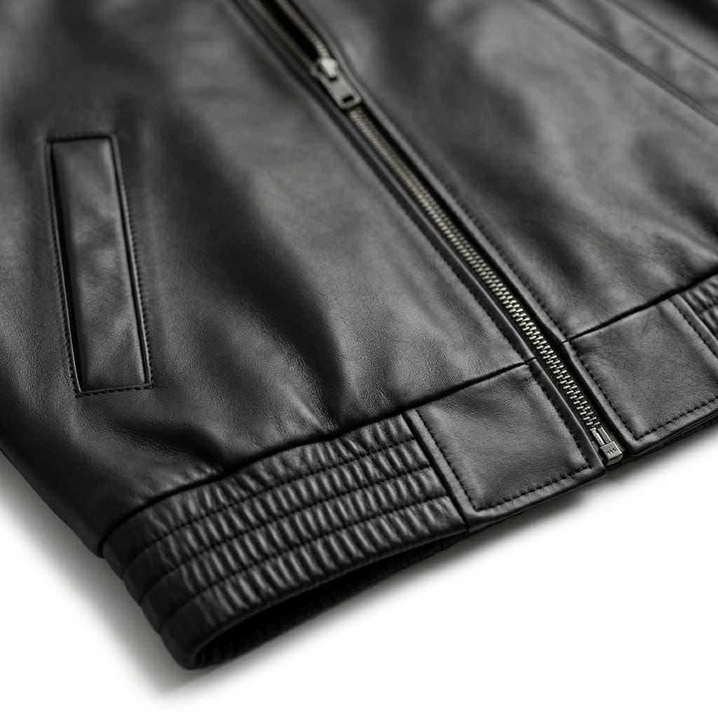 Men's Black Bomber Jacket | Real Cowhide Coat | Vintage Streetwear Gift for Him - Image 8