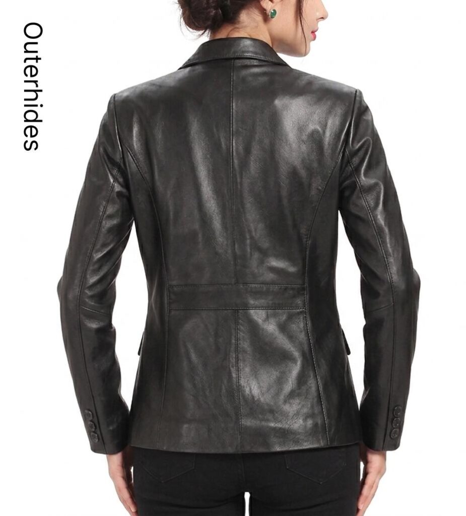 Black Lambskin Leather Blazer | Women's Tailored Jacket, 90s Vintage Style - image 2
