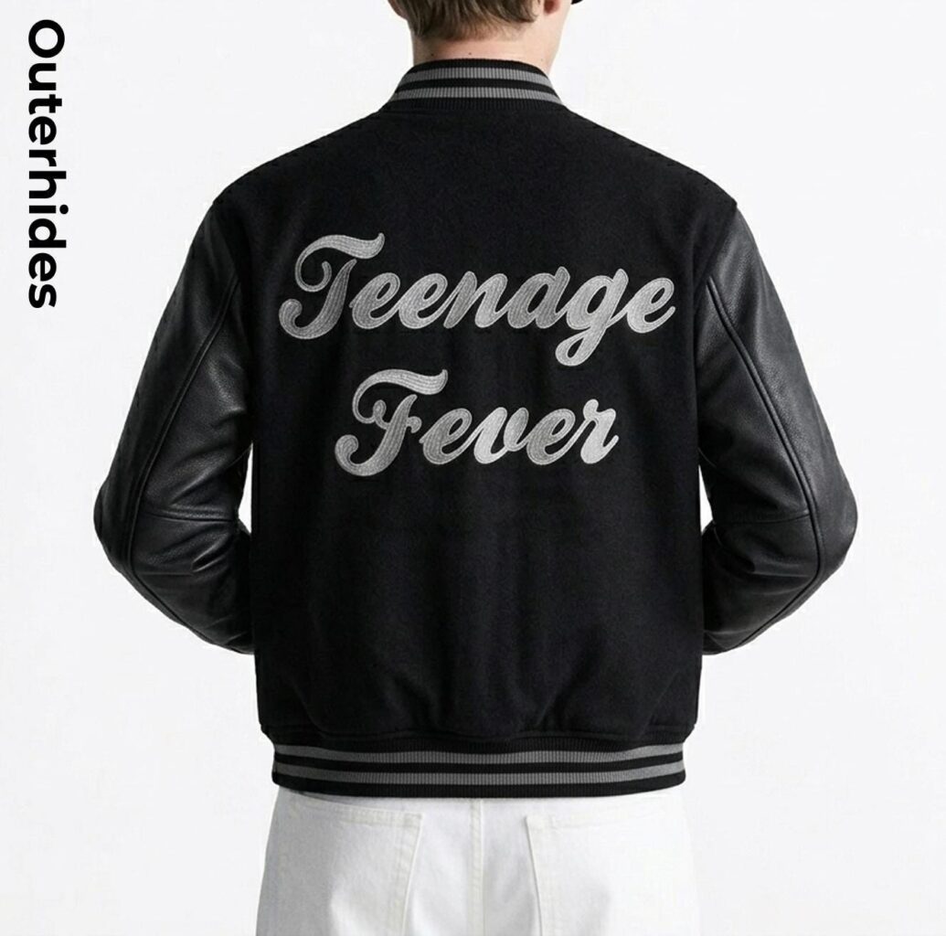 Varsity Bomber Jacket Men | Wool Leather Chenille Patch Streetwear