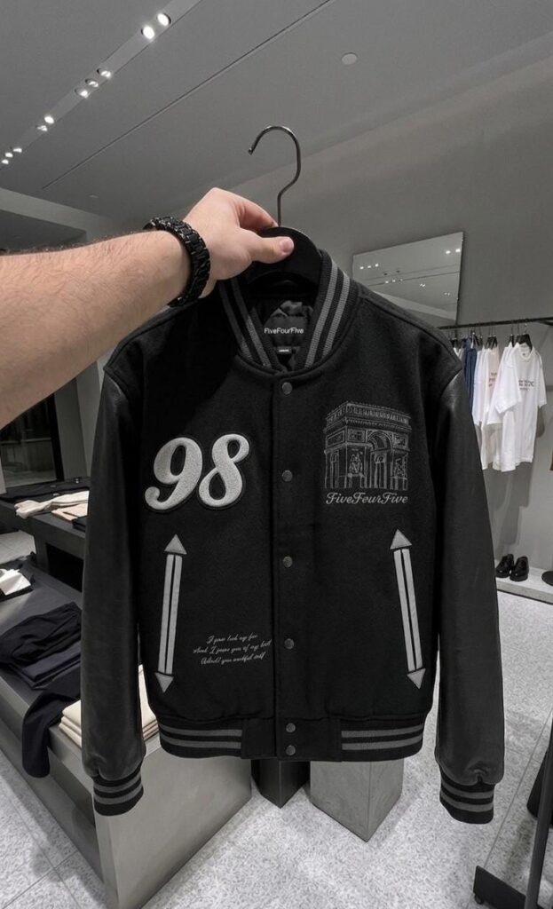 Varsity Bomber Jacket Men | Wool Leather Chenille Patch Streetwear