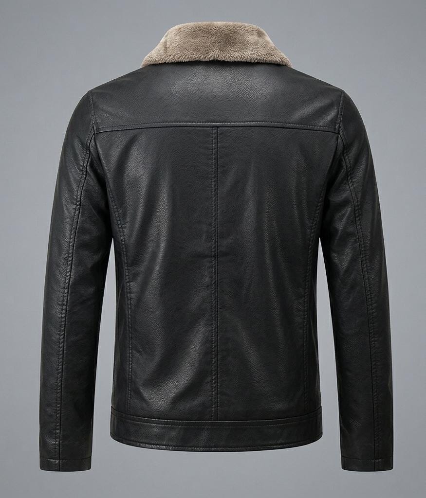 Men's Faux Leather Aviator Jacket – Sherpa Lined Bomber, Distressed PU Winter Coat - Image 5