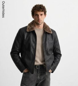 Men's Faux Leather Aviator Jacket – Sherpa Lined Bomber, Distressed PU Winter Coat