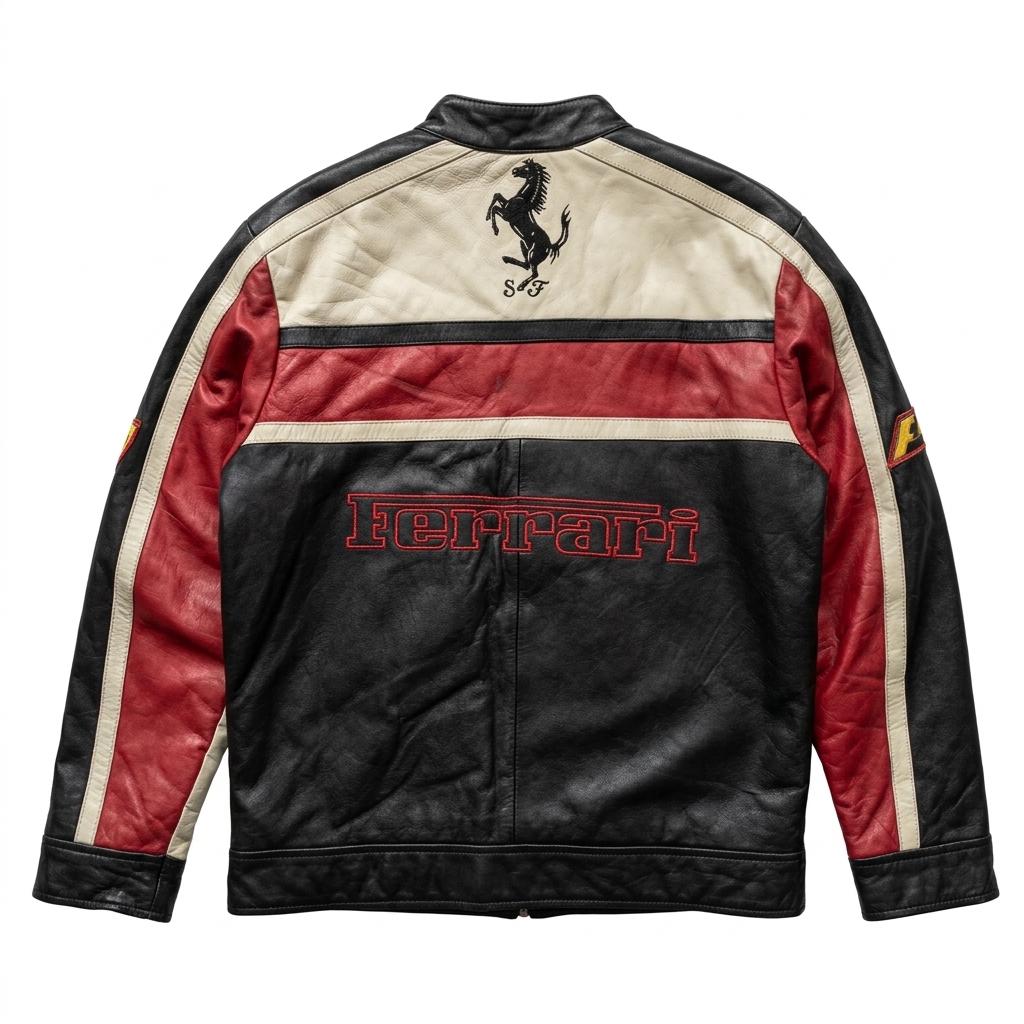 Ferrari F1 Racing Jacket Michael Schumacher Leather Bomber Y2K Motorsport Embroidered Biker Gift
