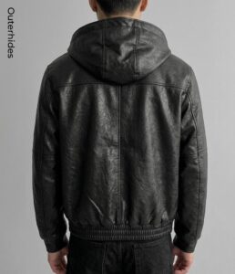 The Hooded Aviator | Distressed Black Bomber Coat | Handcrafted Urban Streetwear Gift for Him