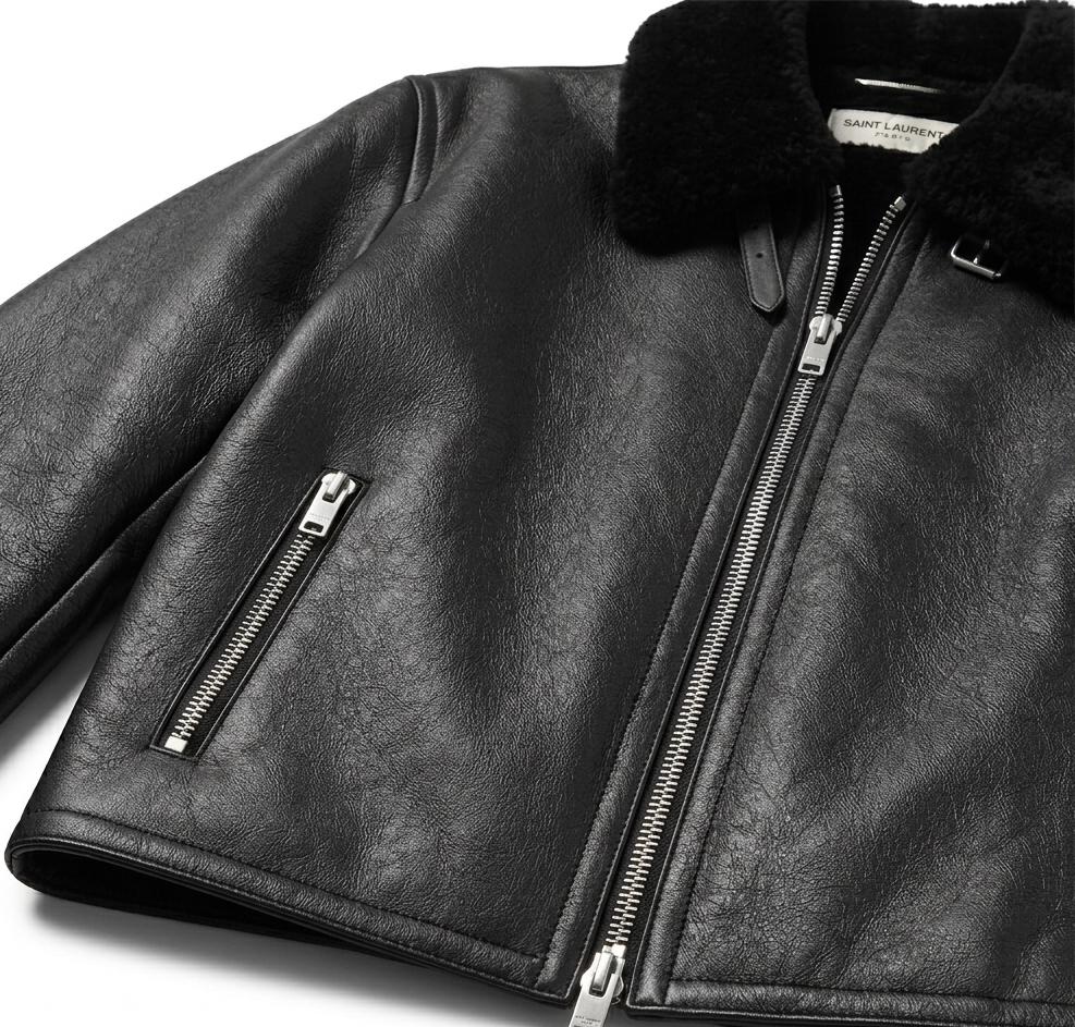 Men's Black Faux Leather Aviator Jacket | Sherpa Lined Bomber Coat - Image 5