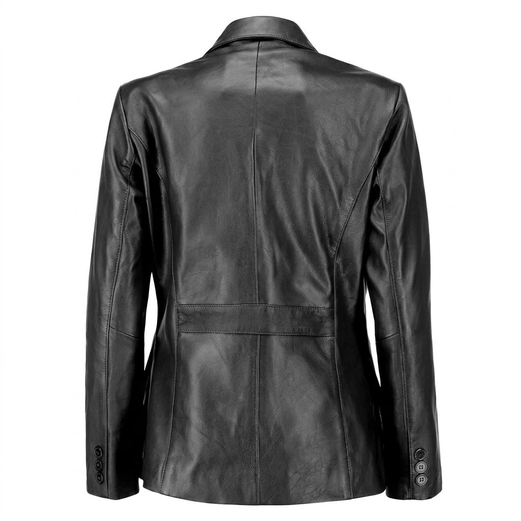 Black Lambskin Leather Blazer | Women's Tailored Jacket, 90s Vintage Style - image 4