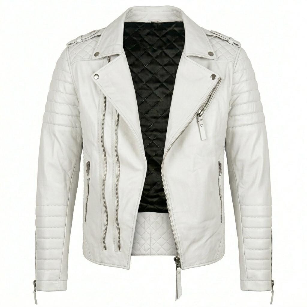 Men's Quilted Biker Jacket: Cobalt Blue Slim Fit Moto Coat Triple Zipper Streetwear