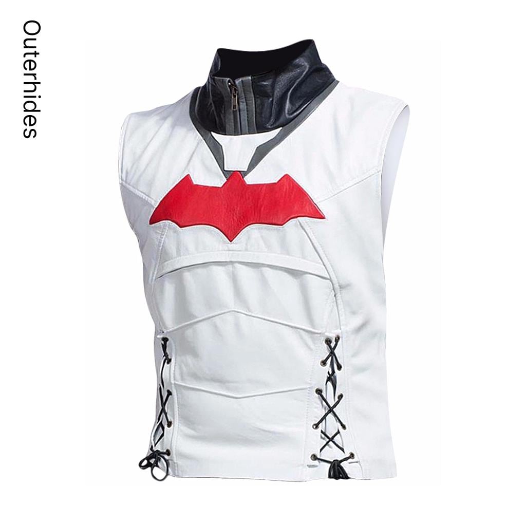 Red Hood 2-Piece Leather Jacket Set | Jason Todd Cosplay Outfit, Arkham Knight Costume