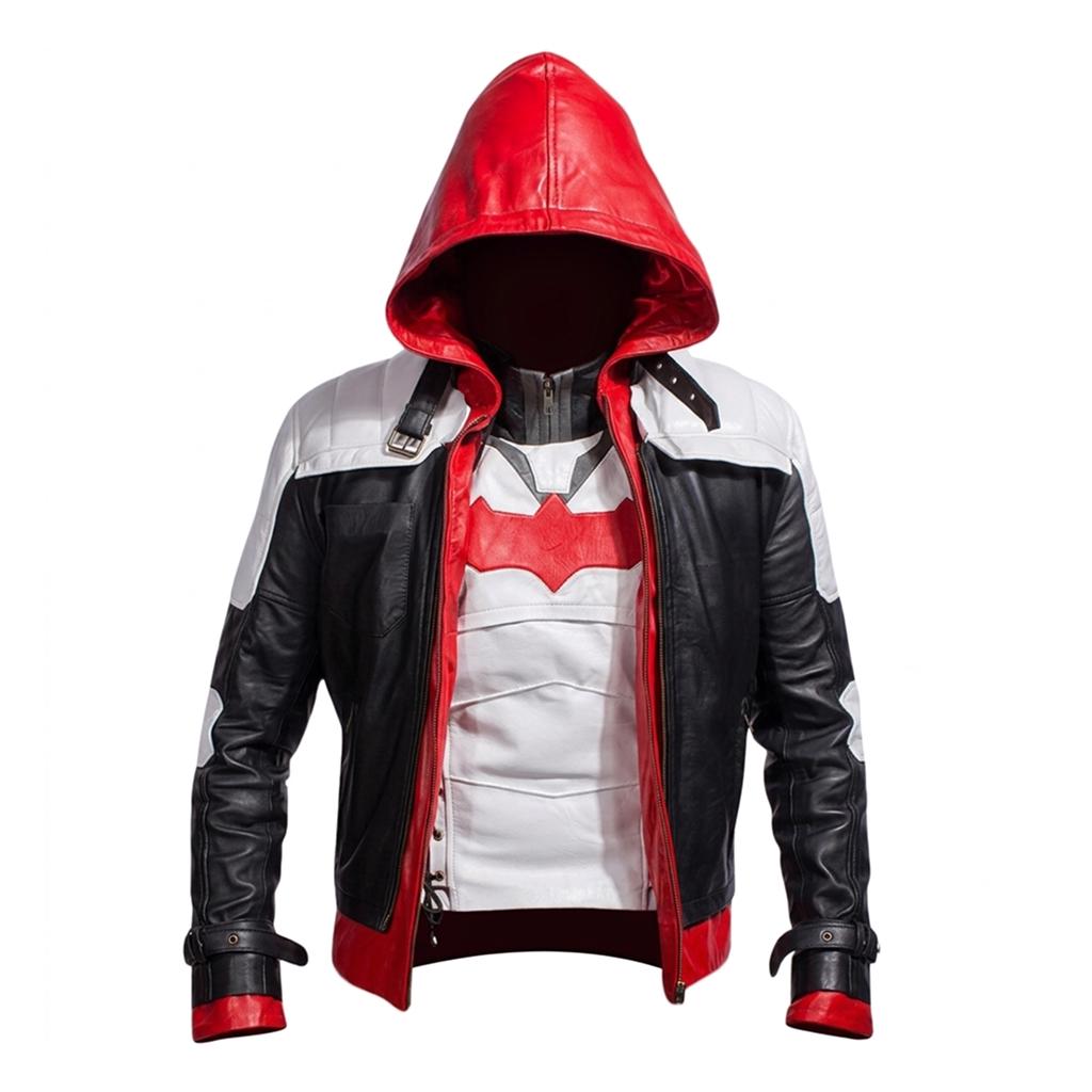 Red Hood 2-Piece Leather Jacket Set | Jason Todd Cosplay Outfit, Arkham Knight Costume