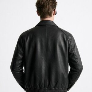 Men’s Black Bomber Jacket | Real Cowhide Coat | Vintage Streetwear Gift for Him