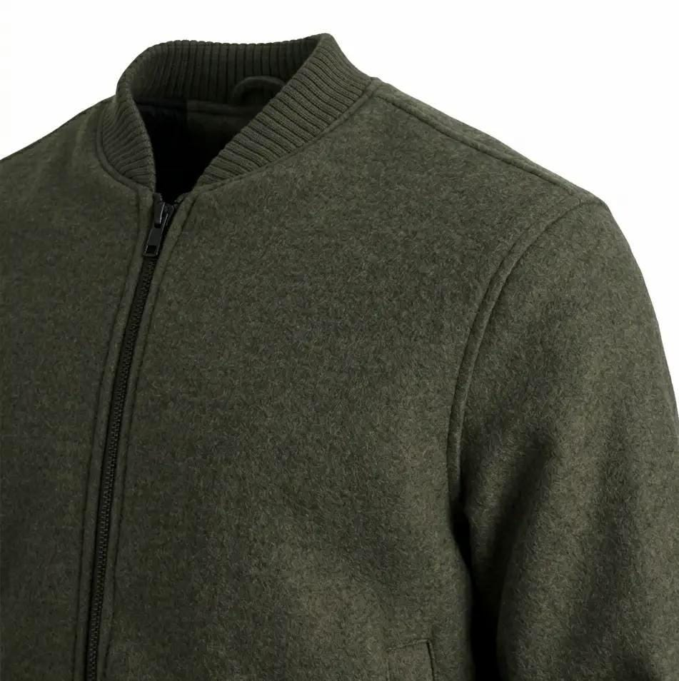 Olive Green Wool Blend Bomber | Old Money Mens Coat | Varsity Outerwear | Gift for Him - image 5