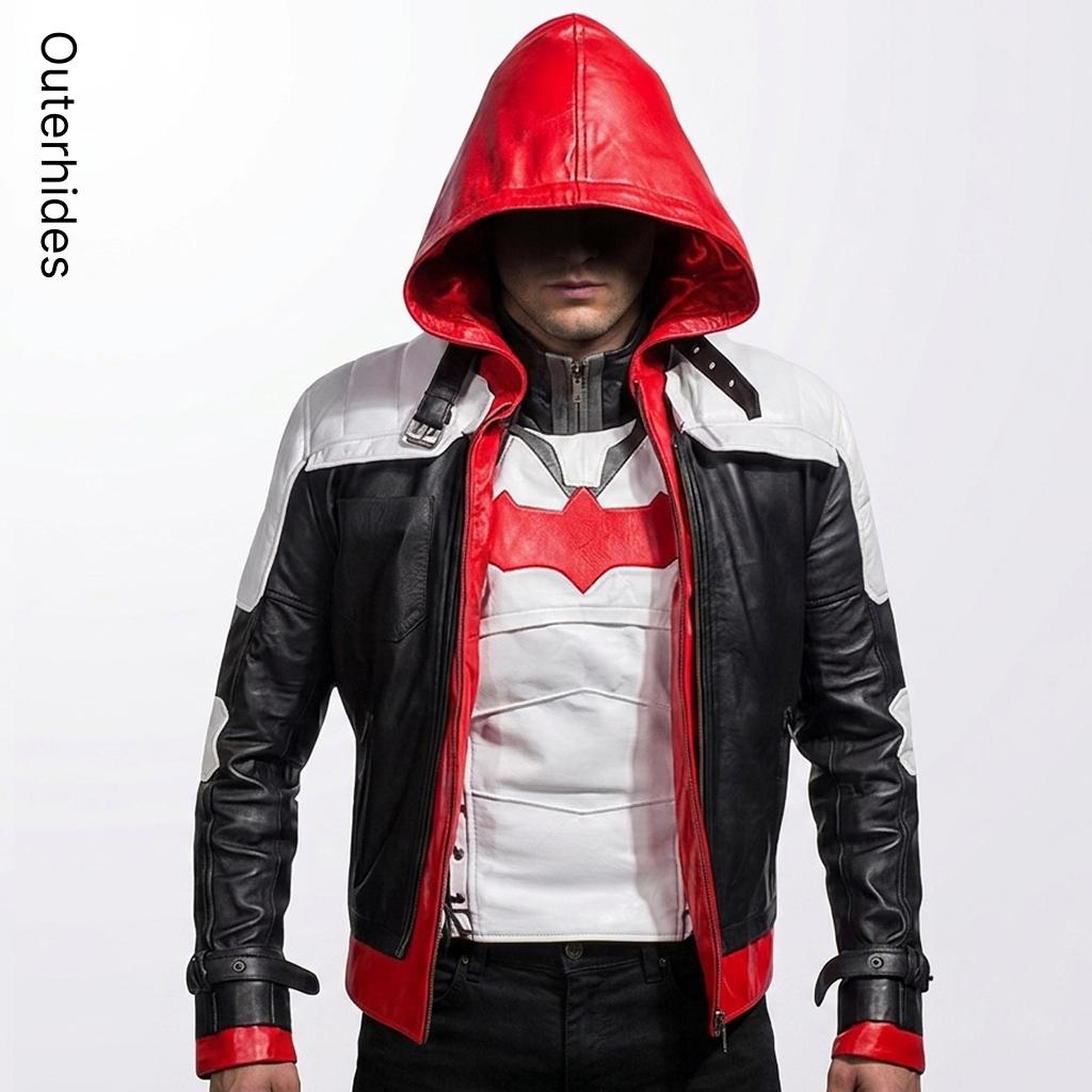 Red Hood 2-Piece Leather Jacket Set | Jason Todd Cosplay Outfit, Arkham Knight Costume
