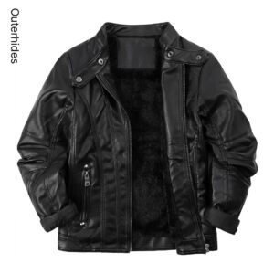 Fleece Lined Moto Jacket | Genuine Sheep Leather Biker Coat
