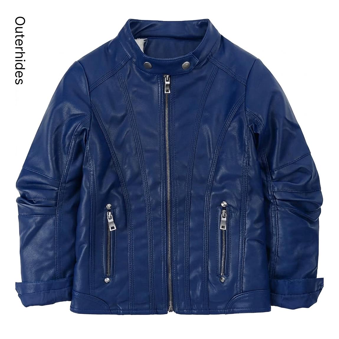 Fleece Lined Moto Jacket | Genuine Sheep Leather Biker Coat - Image 7