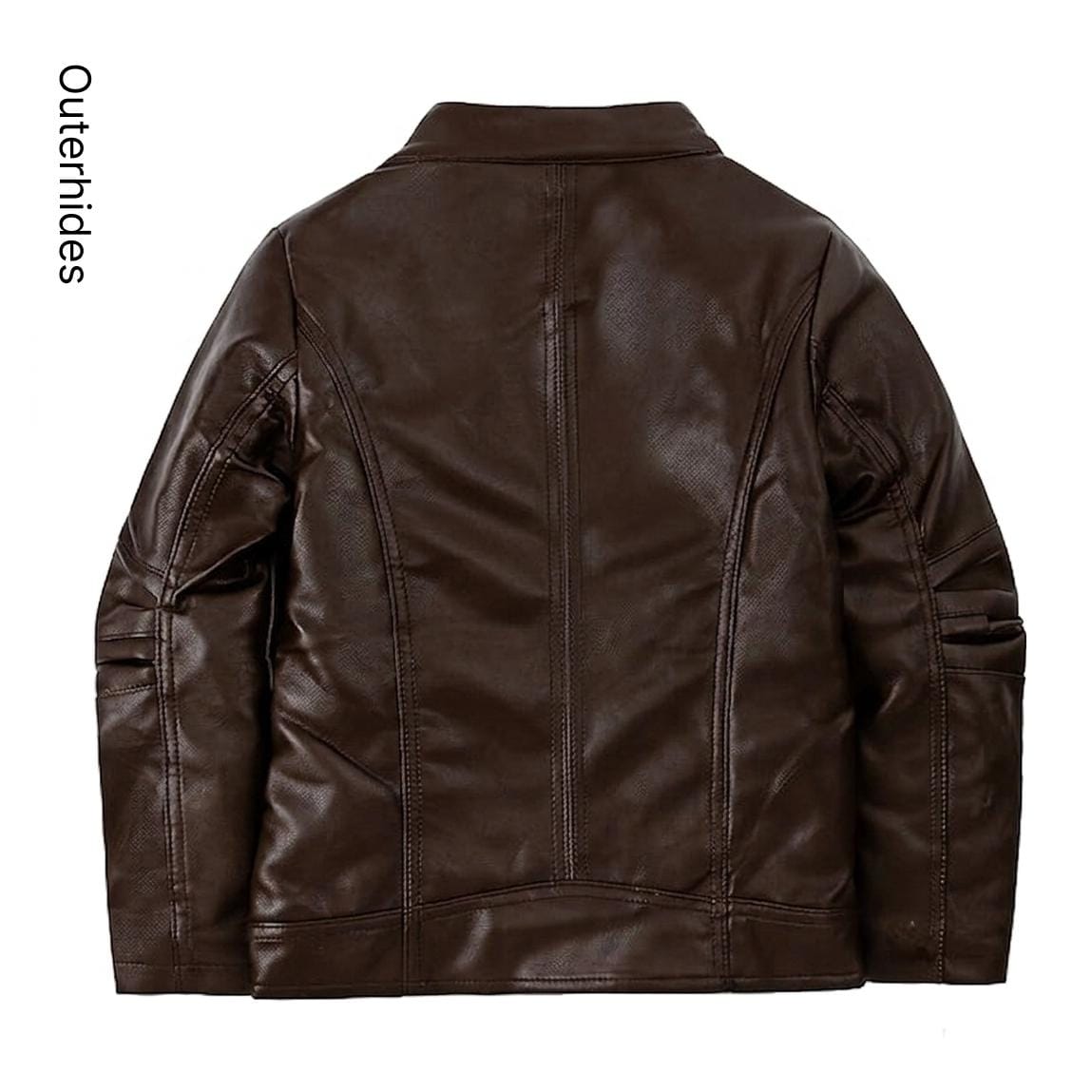 Fleece Lined Moto Jacket | Genuine Sheep Leather Biker Coat - Image 5