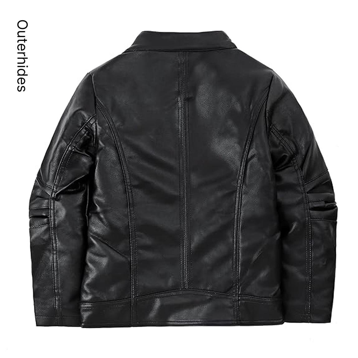 Fleece Lined Moto Jacket | Genuine Sheep Leather Biker Coat - Image 2