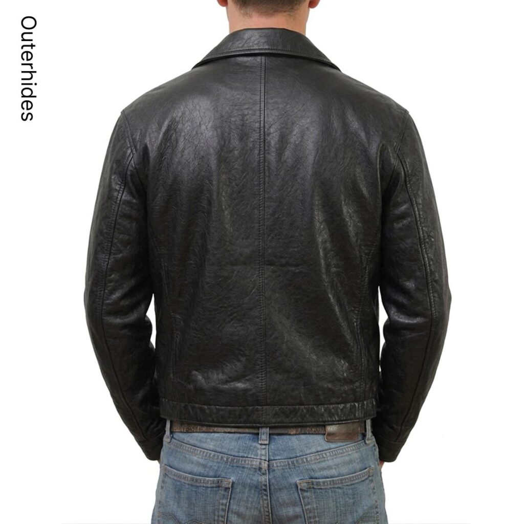 Men's Oversized Black Leather Car Coat | Vintage Crinkle Boxy Trench Style Jacket