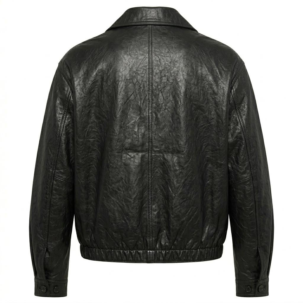 Men's Oversized Black Leather Car Coat | Vintage Crinkle Boxy Trench Style Jacket